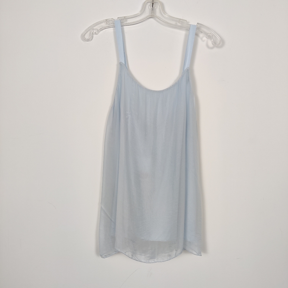 Bellambra Women's Silk Blend Tank Top Blouse Light Blue Size Large Dainty Boho